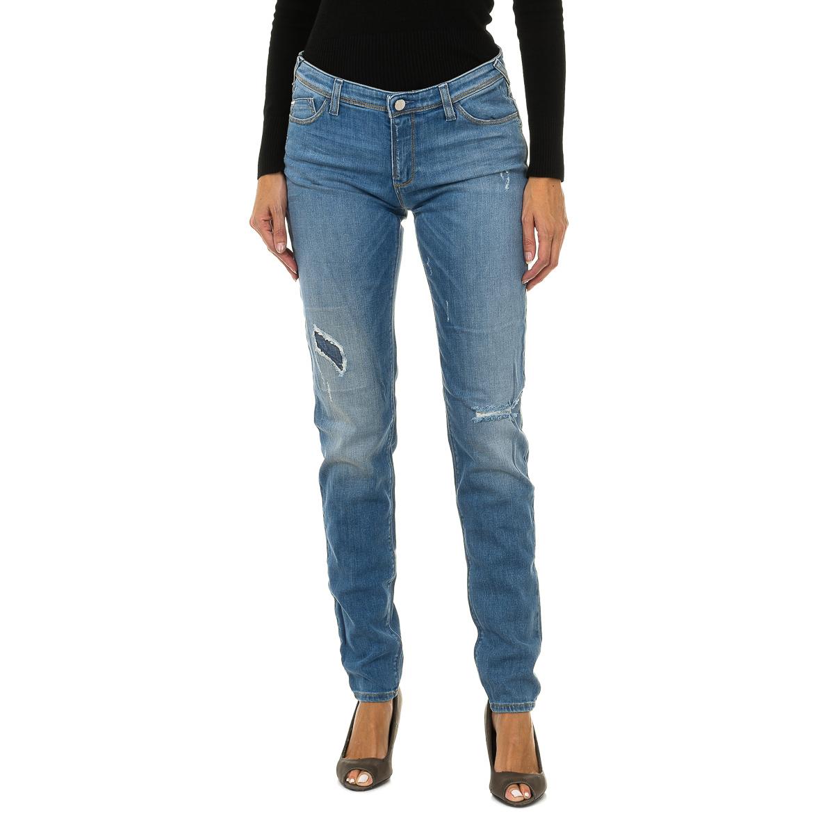 Armani Jeans Lang versleten denimbroek met gescheurd effect voor dames 3Y5J28-5D0UZ