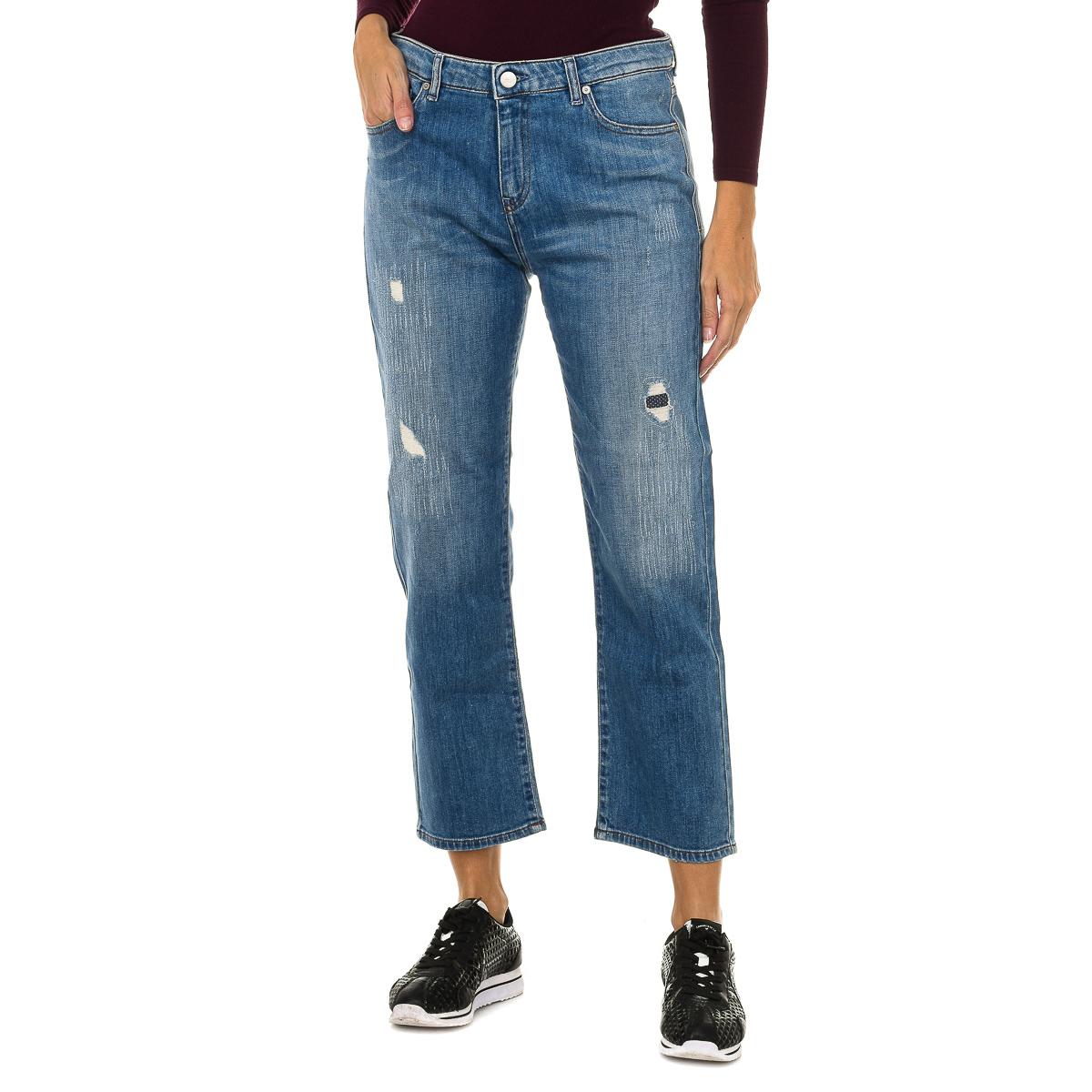 Armani Jeans Lang versleten denimbroek met gescheurd effect voor dames 6Y5J10-5D2MZ