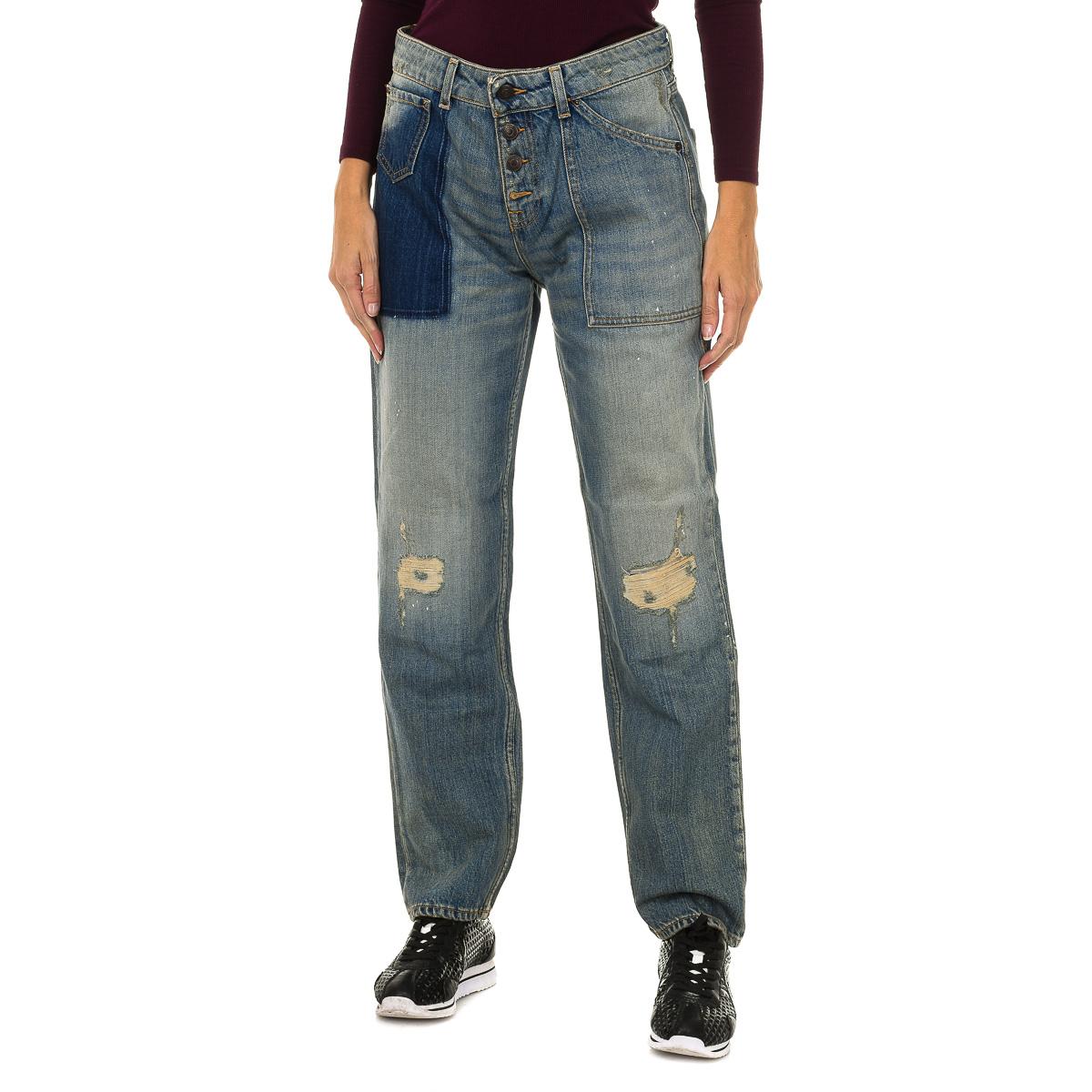 Armani Jeans Lang versleten denimbroek met gescheurd effect voor dames 6Y5J13-5D2YZ