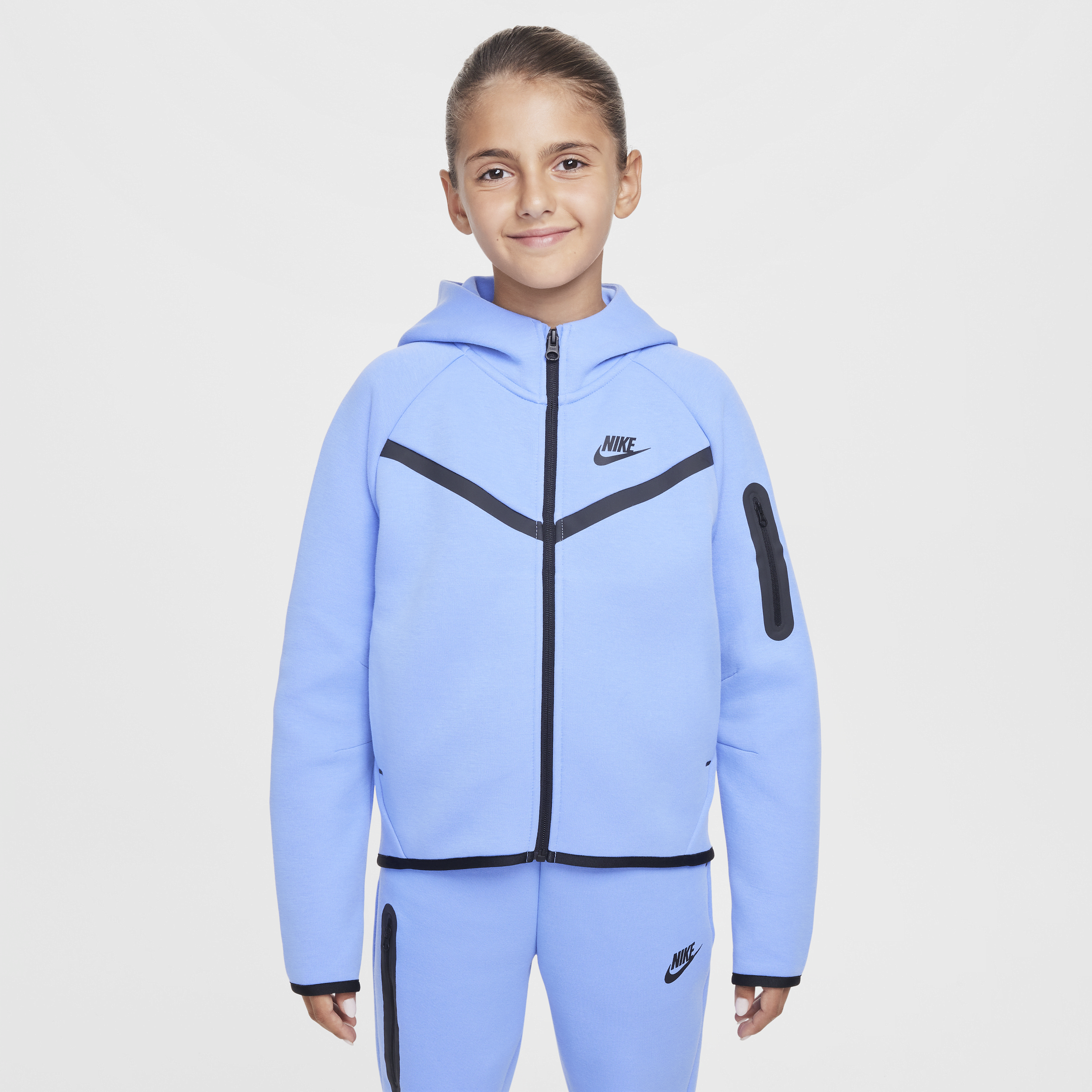 Nike Sportswear Tech Fleece Hoodie met rits over de hele lengte voor meisjes - Blauw