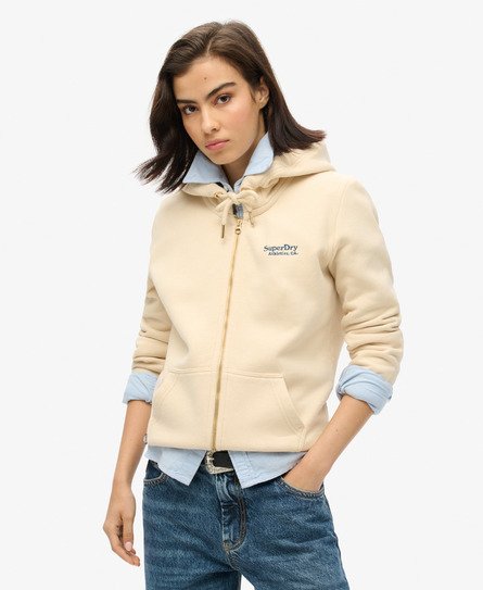 Superdry Vrouwen Essential Logo Hoodie met Rits Crème