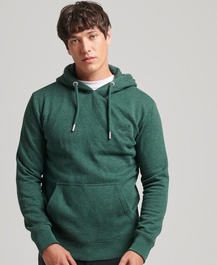 Superdry Male Essential Hoodie van Biologisch Katoen met Logo Groen