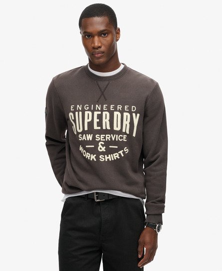 Superdry Mannen Workwear Sweatshirt met Applicatie Zwart