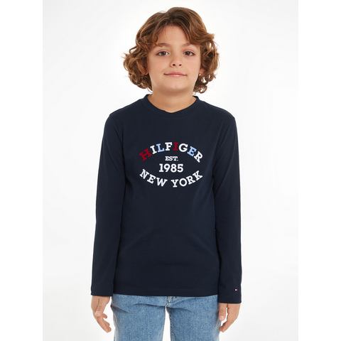 Tommy Hilfiger Shirt met lange mouwen MONOTYPE FLOCK REGULAR TEE LS Kinderen tot 16 jaar met logo-opdruk