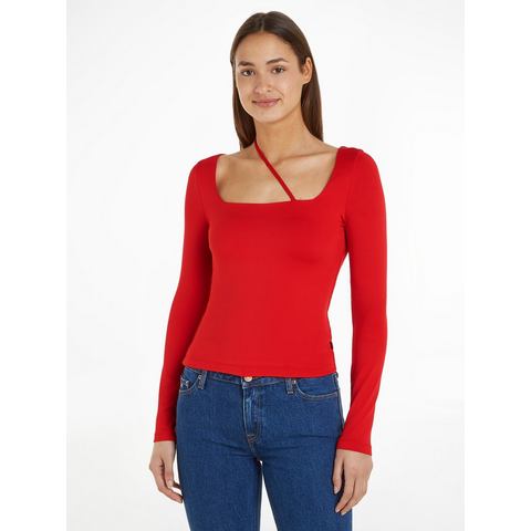 TOMMY JEANS Crop-top met vierkante uitsparing en stijlvol extra koord