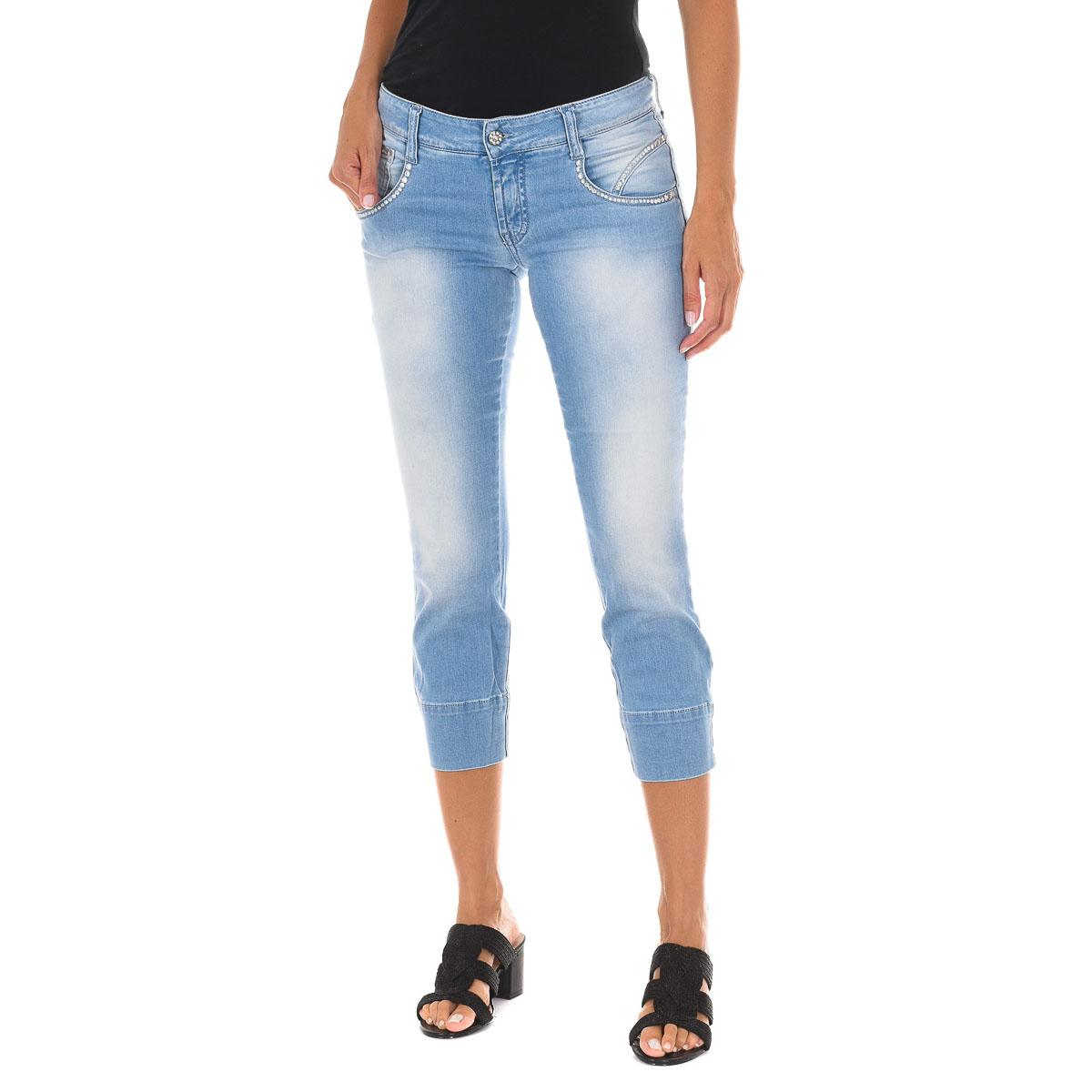 MET Pantalon pirata efecto gastado de tejido elástico 10DB50294 mujer