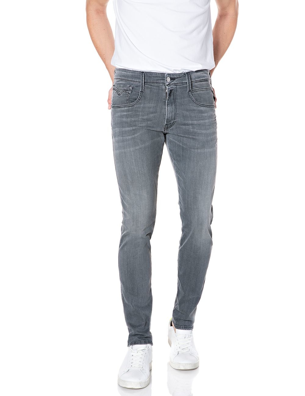 Replay Jeans Anbass Hyperflex Slim Grijs  