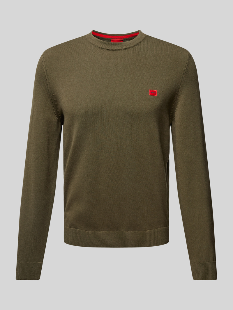 HUGO Gebreide pullover met labelbadge, model 'San Cassius'