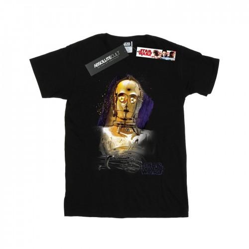 Star Wars Girls The Last Jedi C-3PO T-shirt van geborsteld katoen