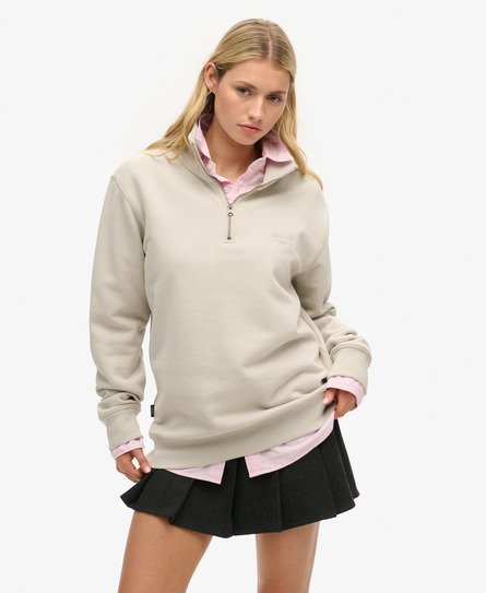 Superdry Vrouwen Oversized Essential Sweatshirt met Kraagloze Hals en Logo Beige