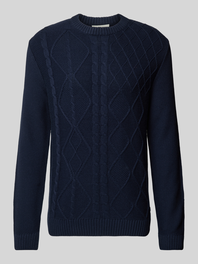 Tom Tailor Regular fit gebreide pullover met kabelpatroon en ribboorden