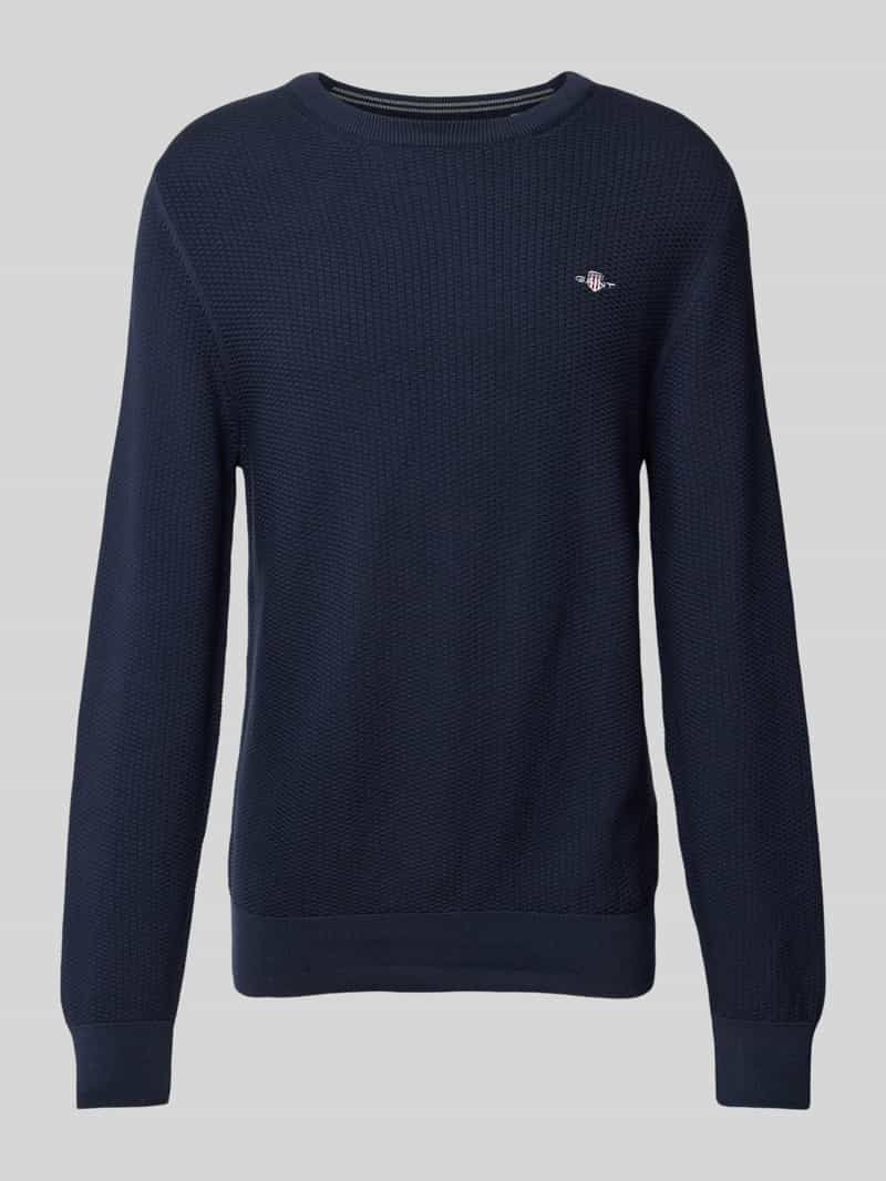 Gant Gebreide pullover met structuurmotief en ronde hals