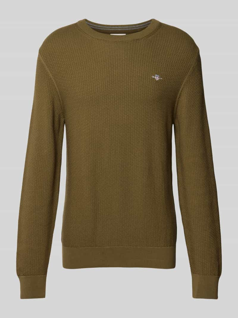 Gant Gebreide pullover met structuurmotief en ronde hals