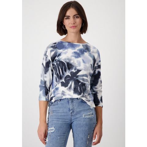 Monari Shirt met ronde hals met all-over bloemenprint