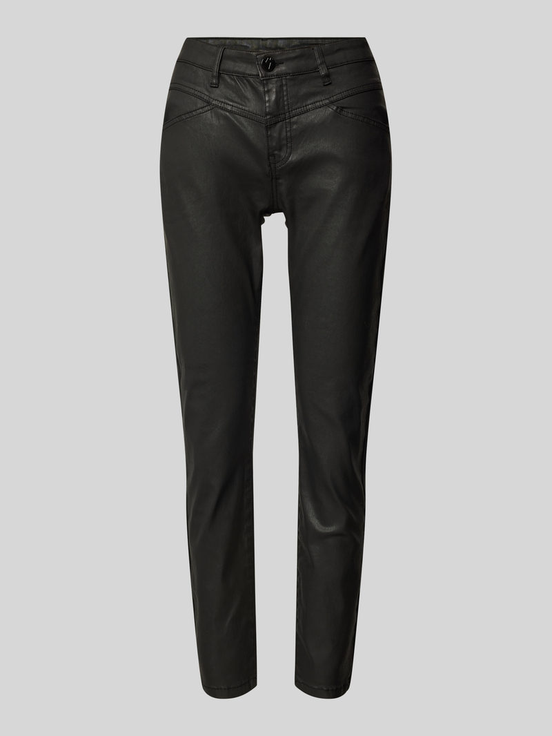 Opus Slim fit broek in leerlook, model 'Evita remix'