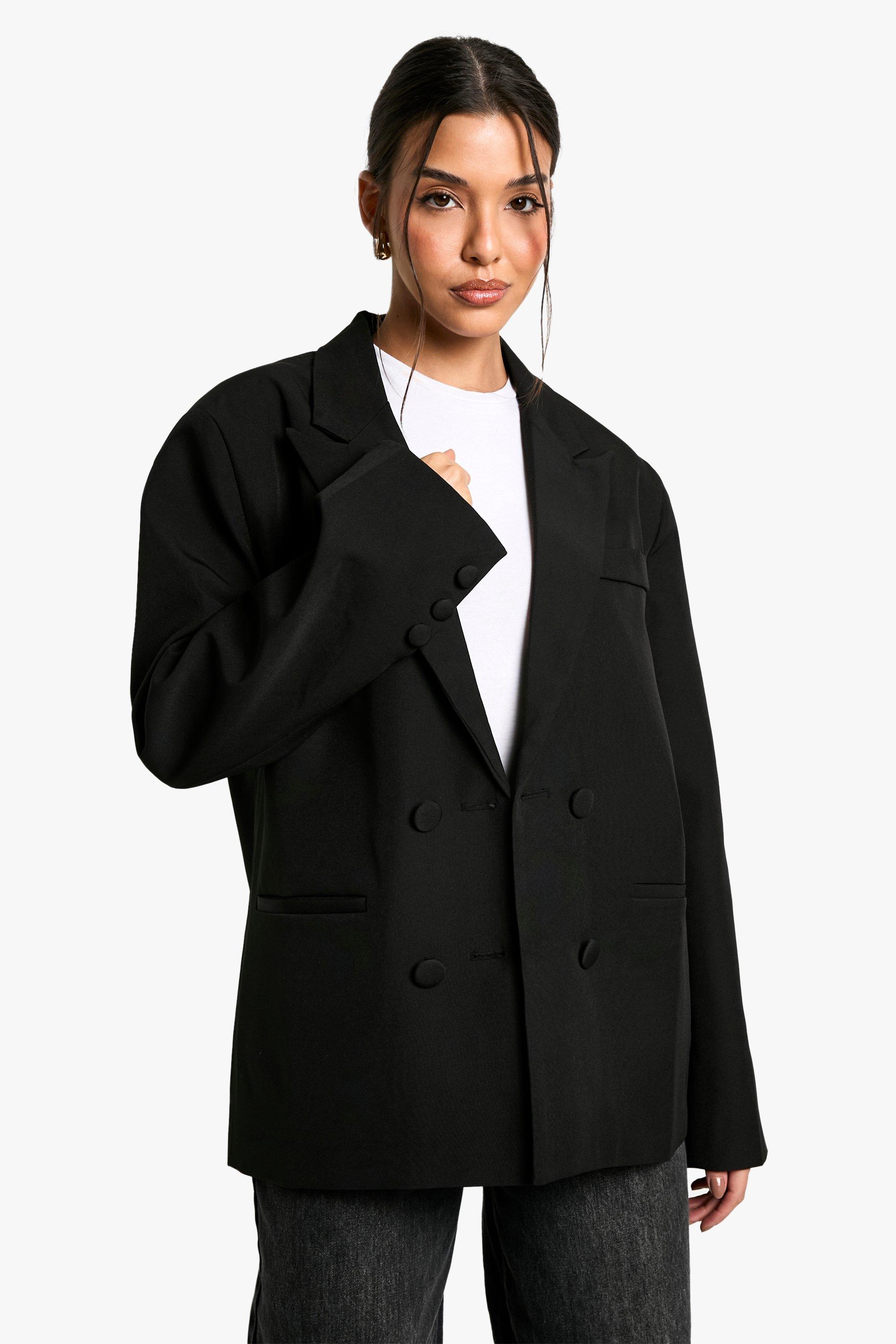 Boohoo Getailleerde Baggy Blazer Met Dubbele Knopen, Black