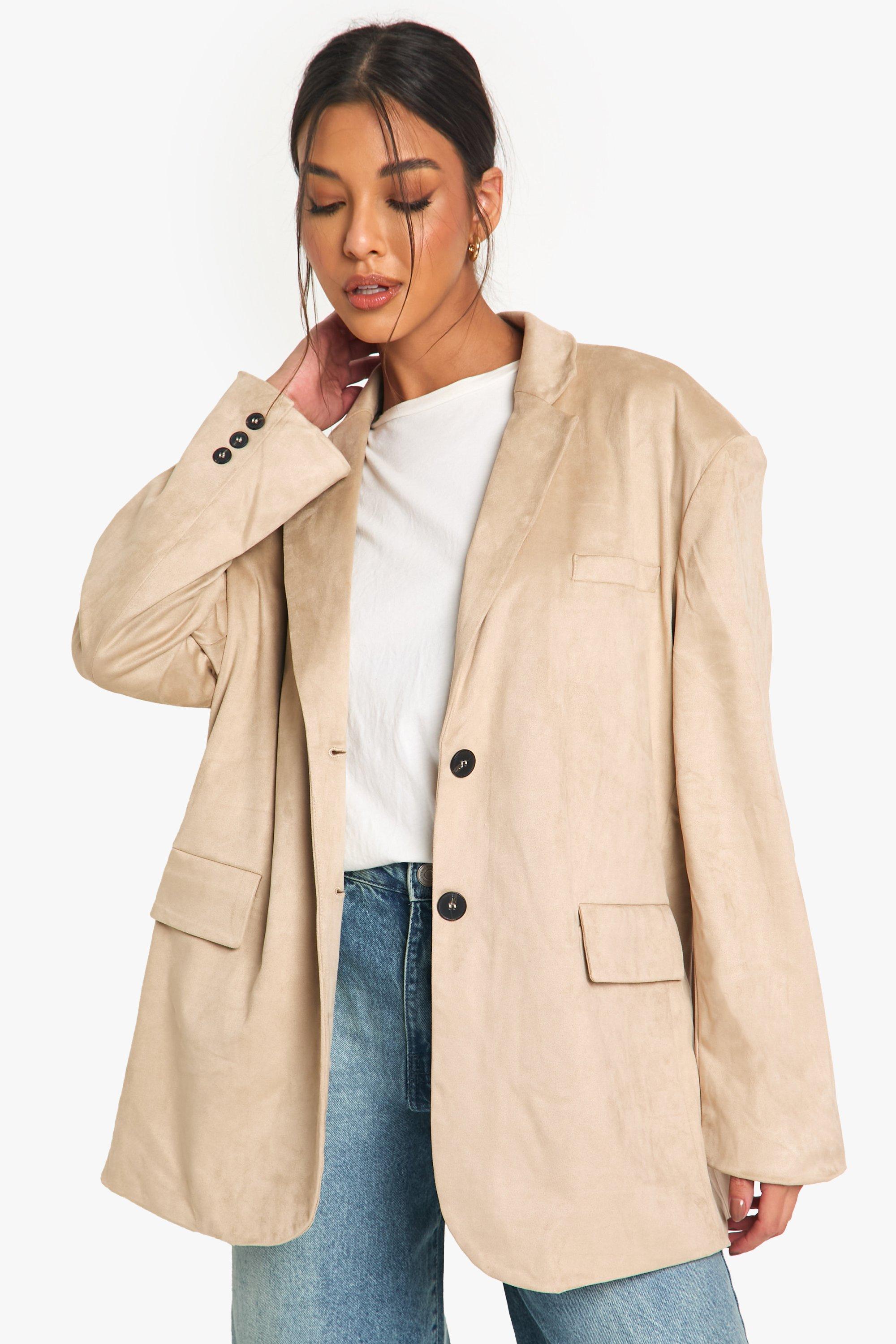 Boohoo Nep Suède Blazer, Beige