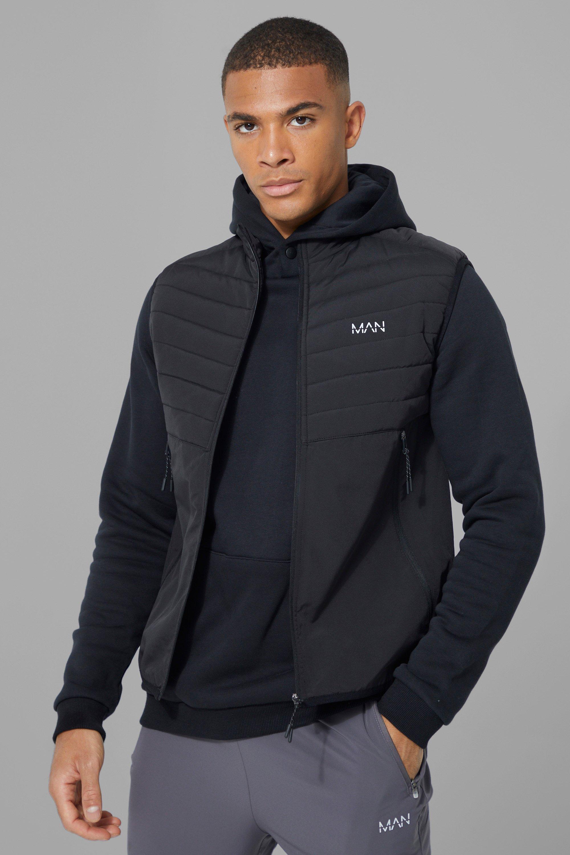 Boohoo Man Active Gewatteerde Body Warmer Met Stiksels, Black