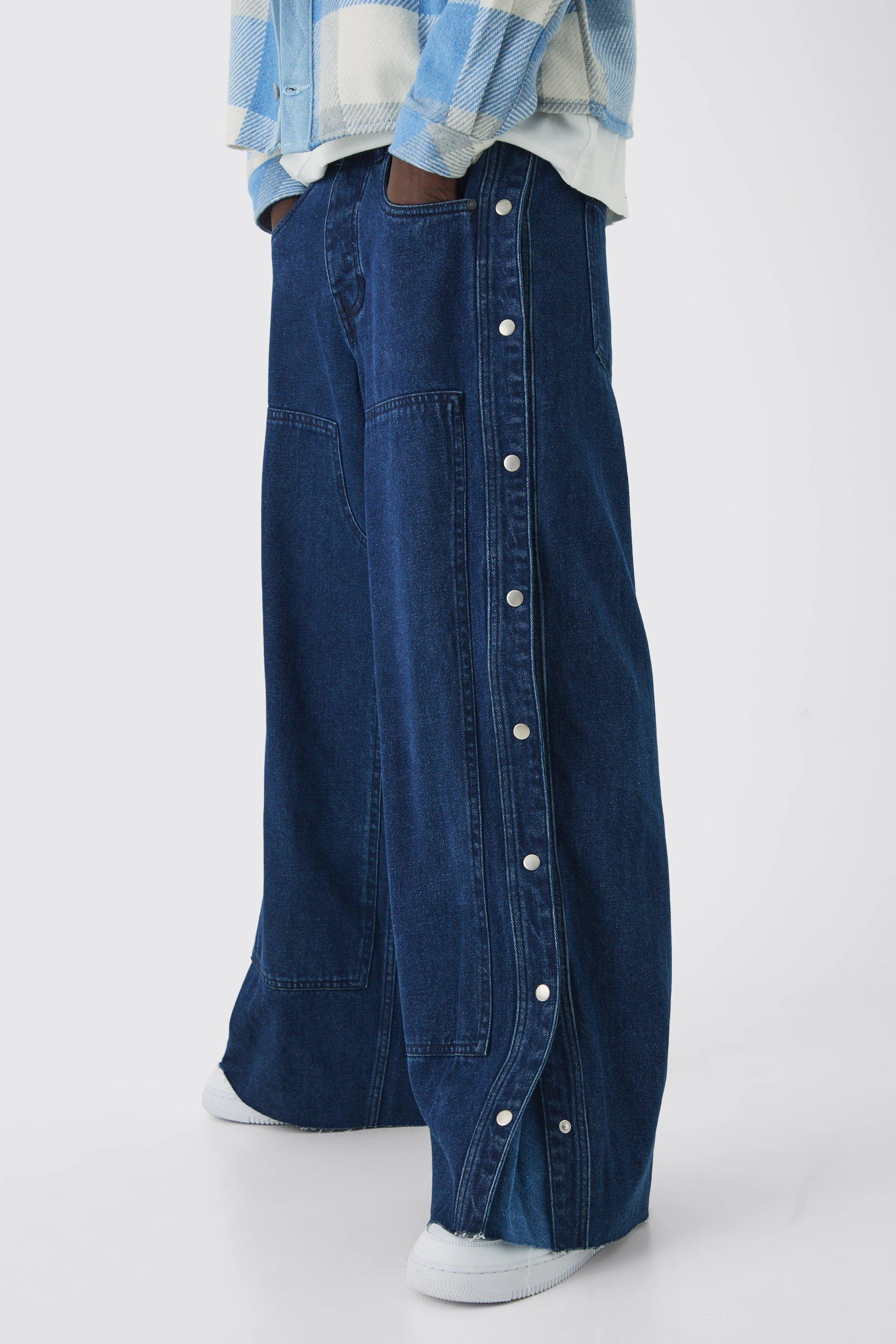 Boohoo Extreem Baggy Onbewerkte Jeans Met Dubbele Laagjes, Mid Blue