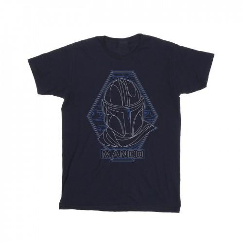 Star Wars Girls The Mandalorian Outline Helm Diamond katoenen T-shirt