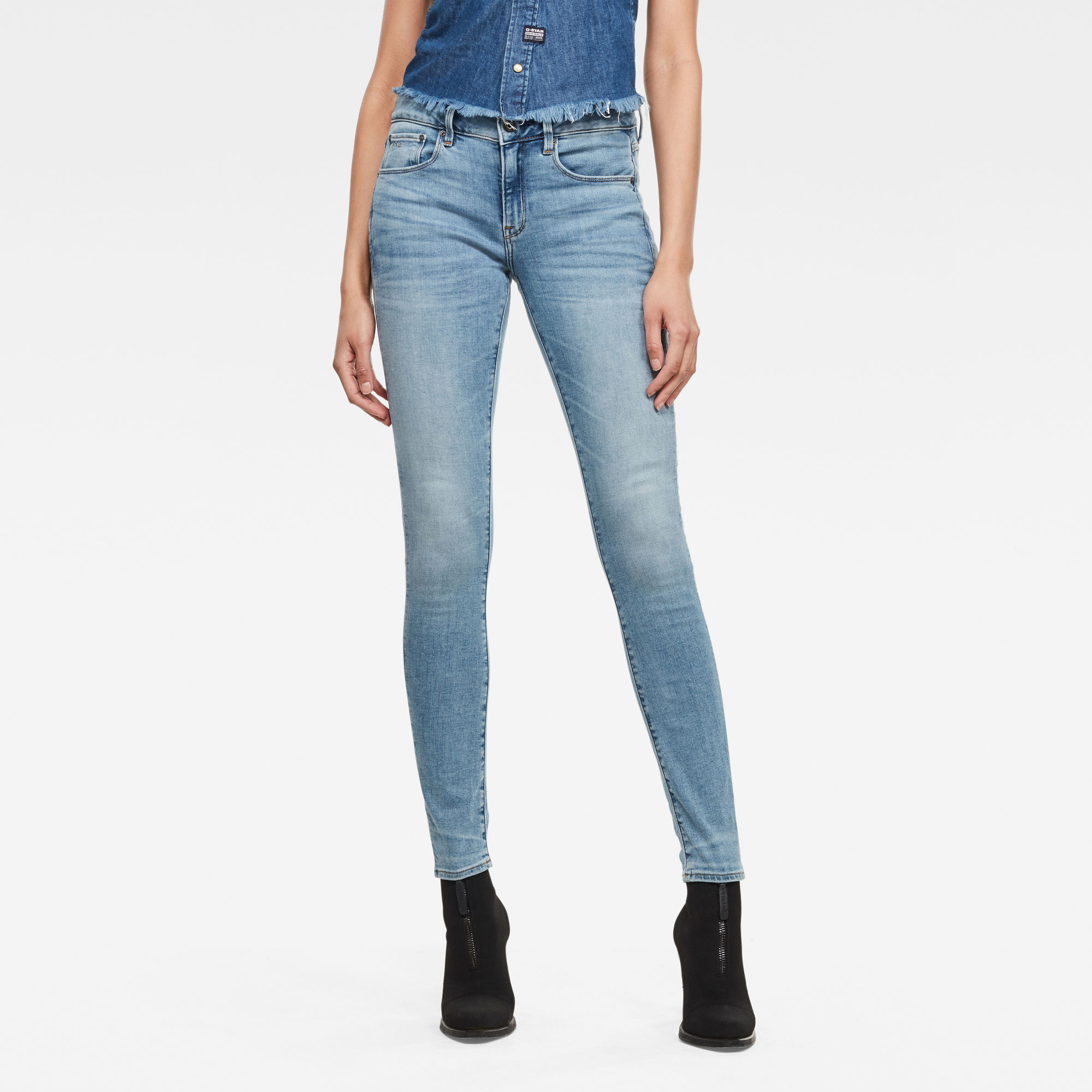 G-Star RAW 3301 Mid Skinny Jeans - Midden blauw - Dames