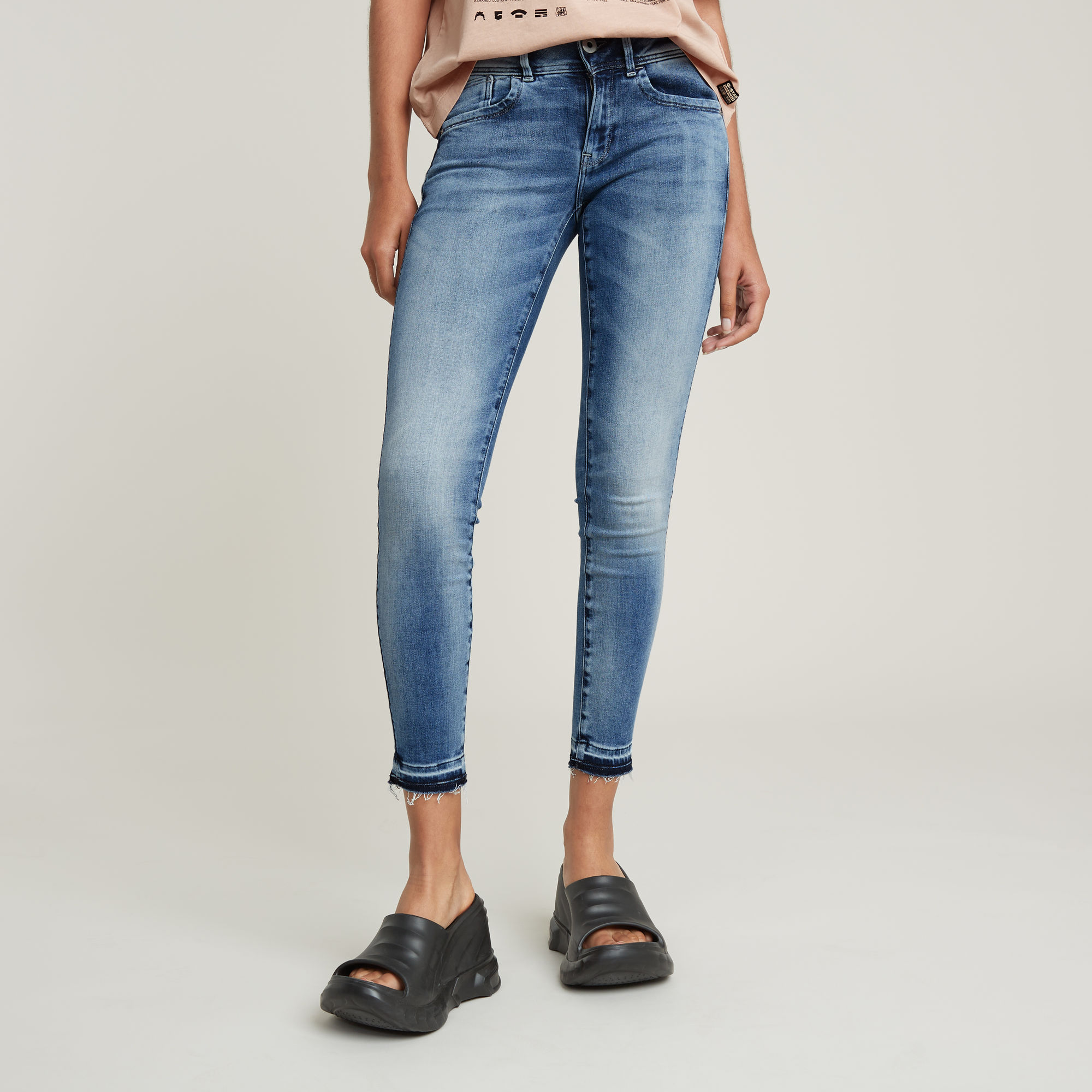 G-Star RAW Lynn Mid Skinny Ripped Edge Ankle Jeans - Lichtblauw - Dames