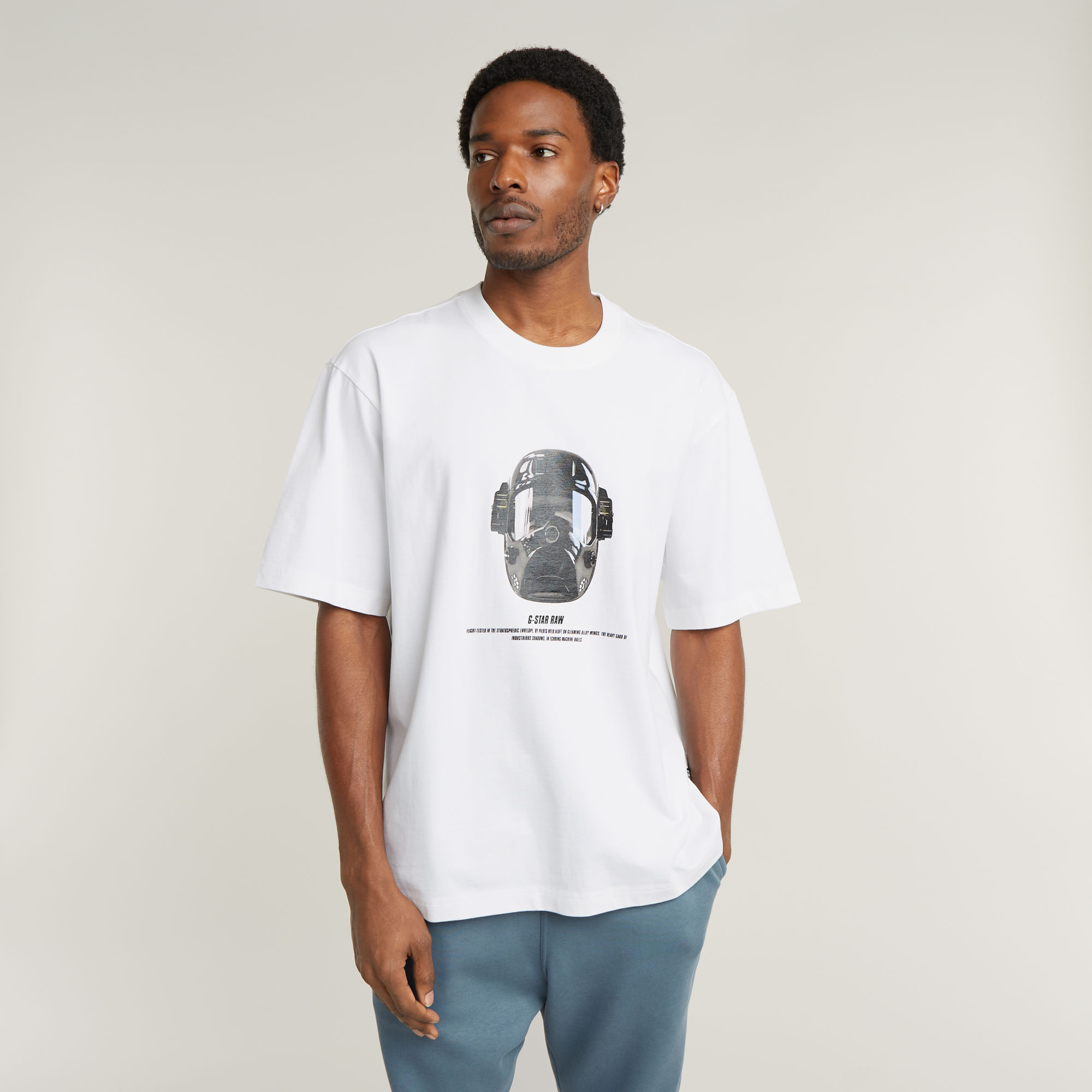 G-Star RAW Mask Graphic Boxy T-Shirt - Wit - Heren