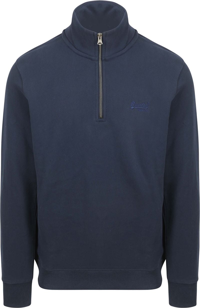 Superdry Henley Essential Half Zip Pullover Navy