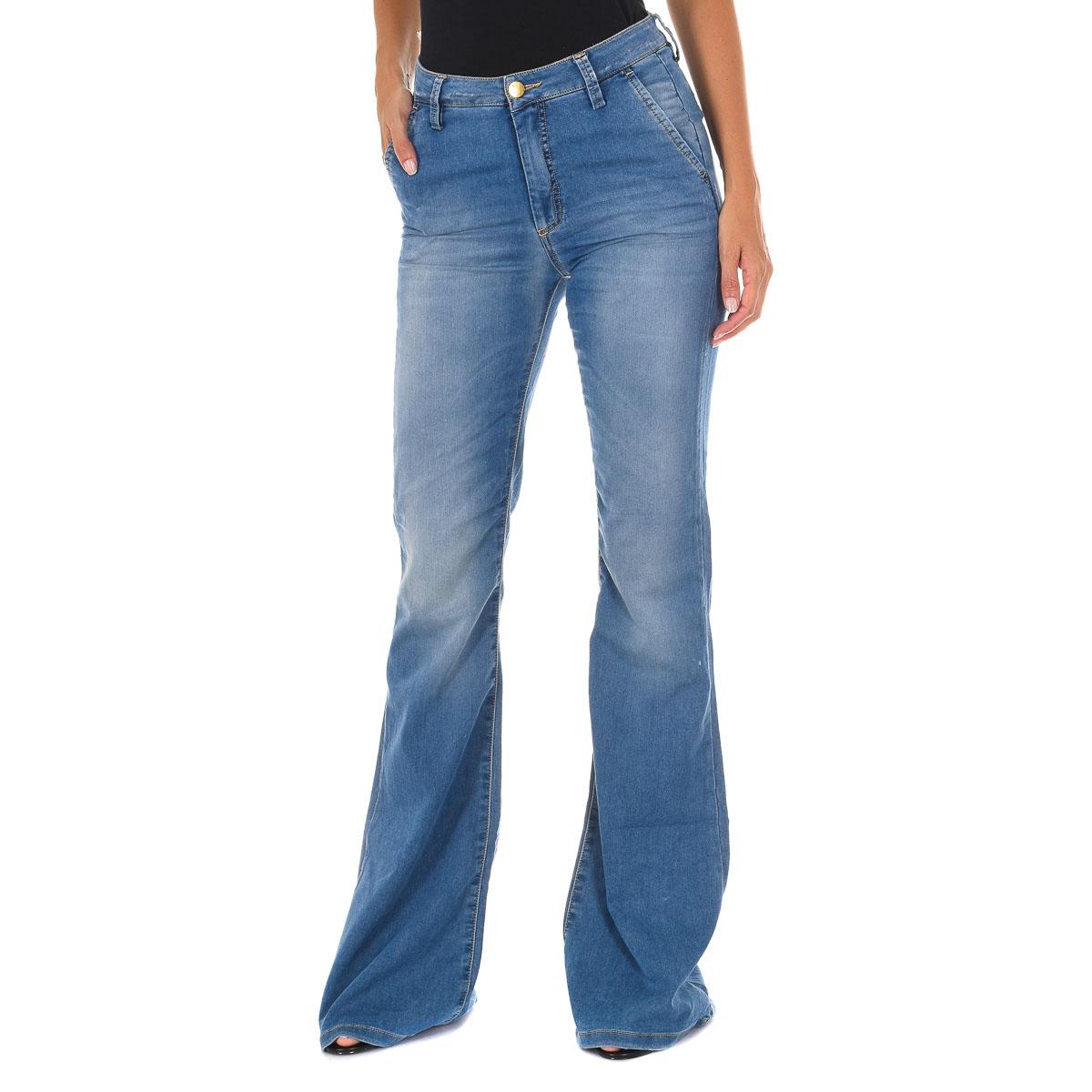 MET Pantalon Tejano Largo efecto gastado con bajos acampanados 70DBF0273 mujer