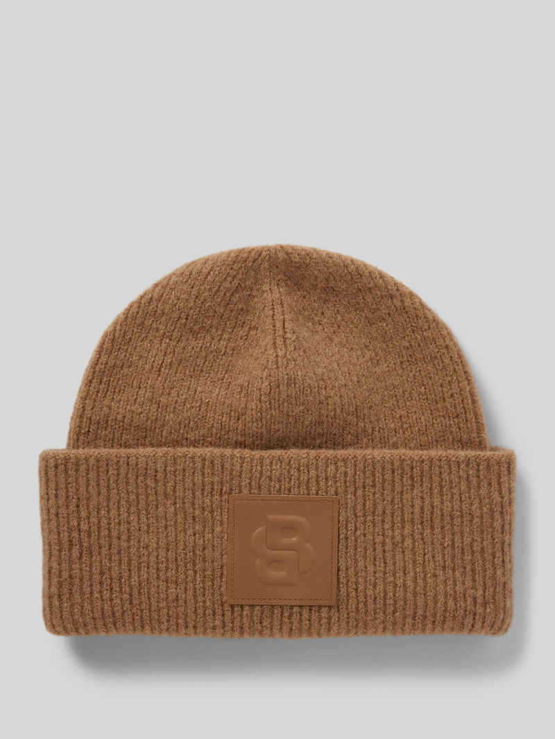 Boss Beanie met labeldetail, model 'Laru'