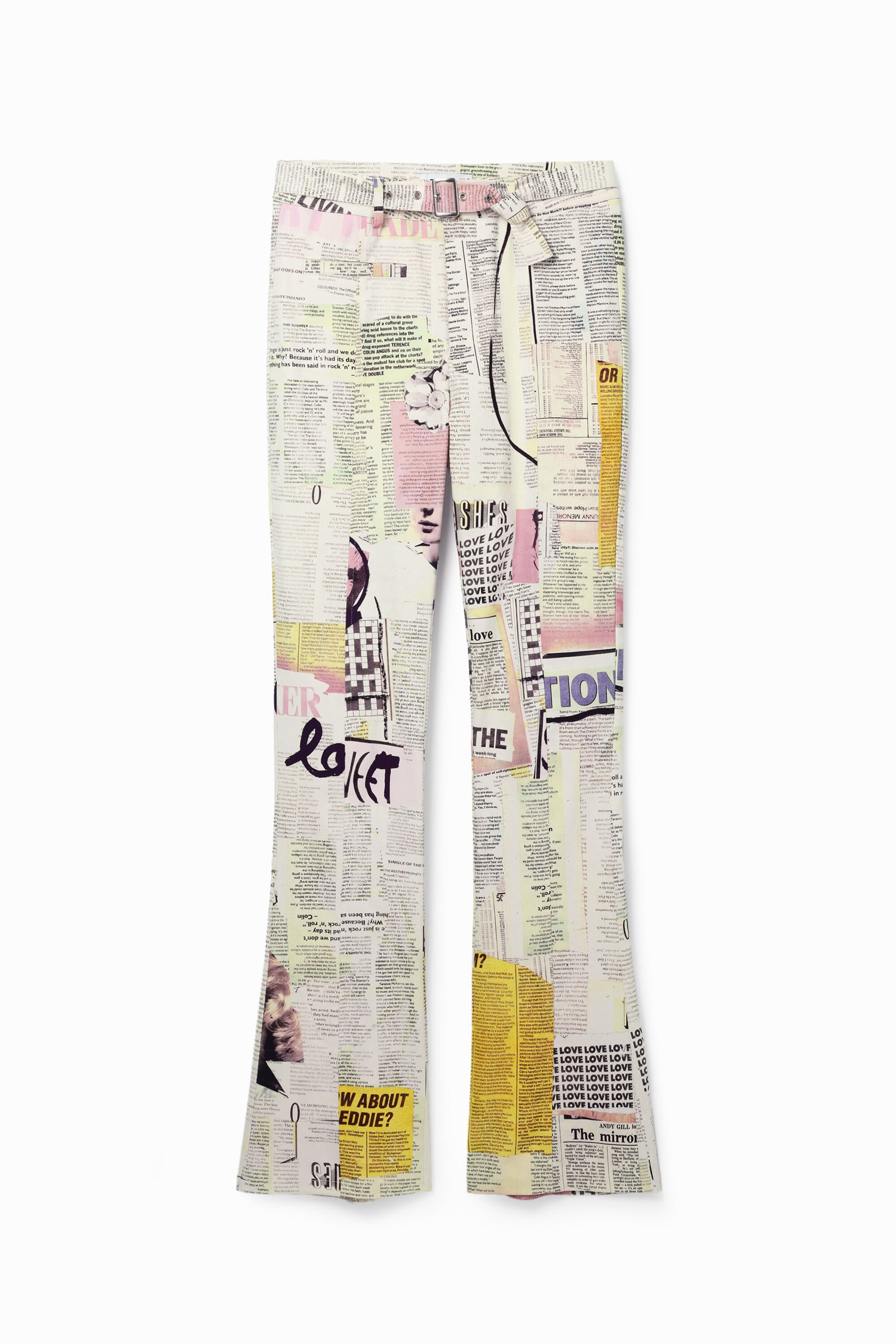 Desigual Flared broek met krantenprint - WHITE