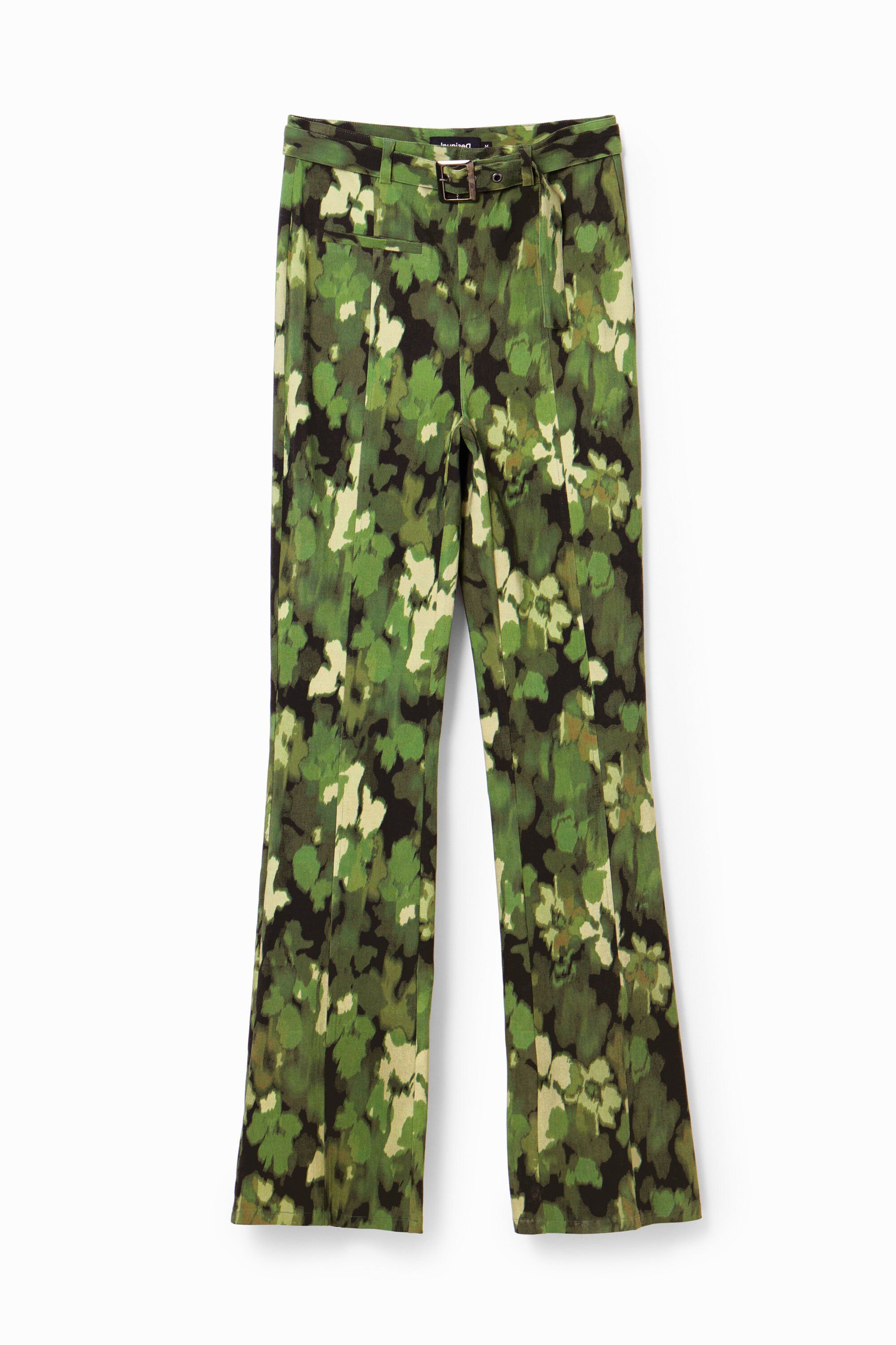 Desigual Flared broek met camouflage - GREEN