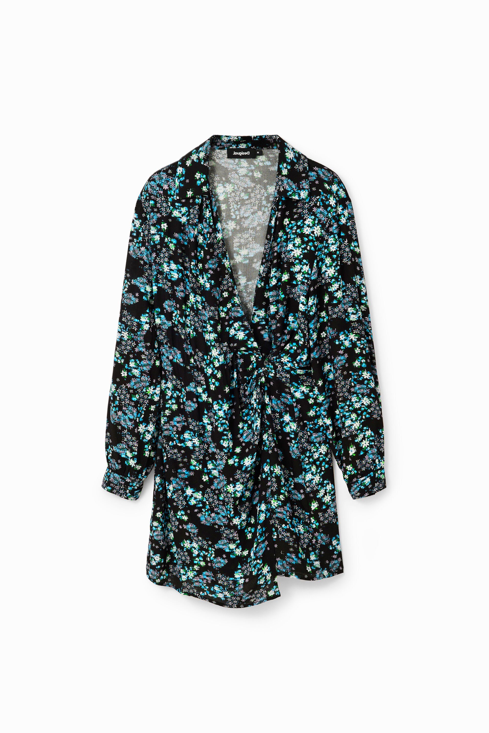 Desigual Korte wikkeljurk met bloemen - BLUE