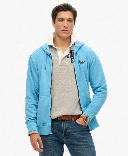 Superdry Mannen Essential Logo Washed Hoodie met Rits