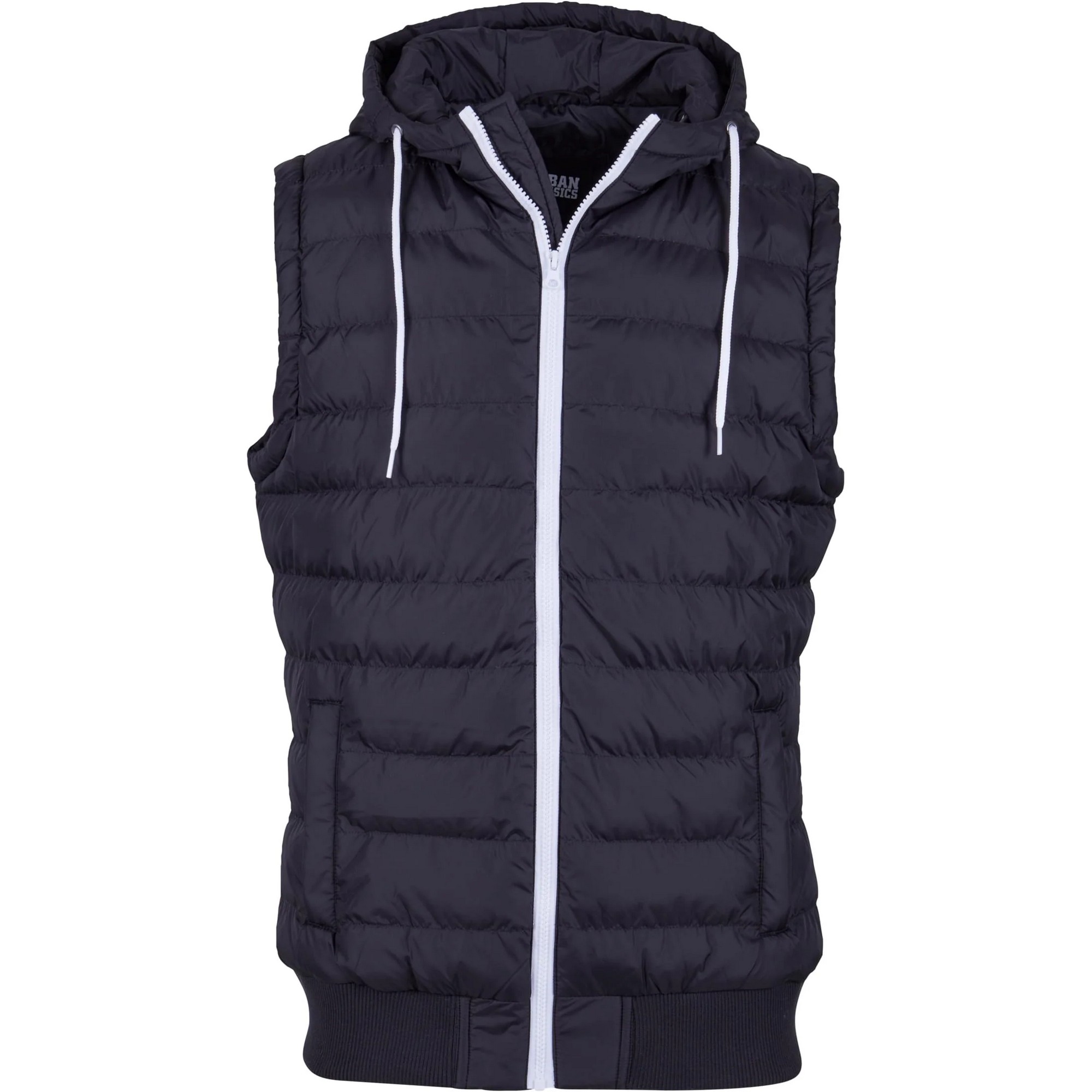 Urban Classics Heren contrast gewatteerd gilet met capuchon