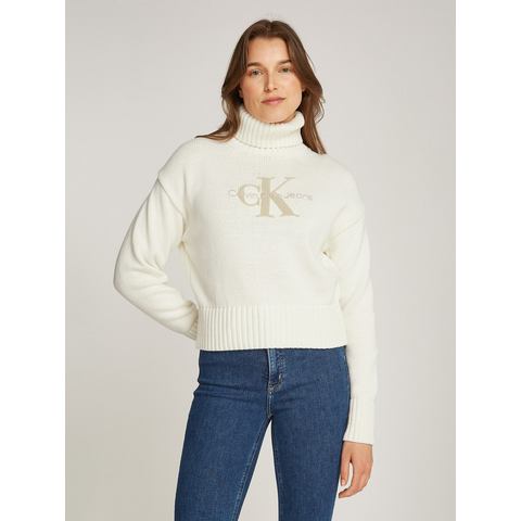 Calvin Klein Trui met staande kraag CHENILLE MONOLOGO SWEATER