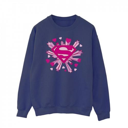 DC Comics Heren Superman roze harten en sterren logo sweatshirt