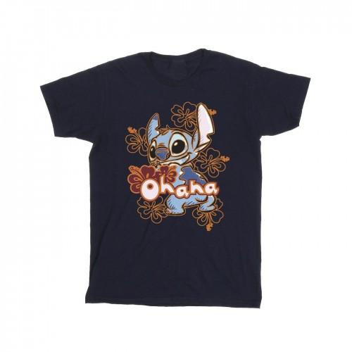 Disney jongens Lilo en Stitch Ohana oranje hibiscus T-shirt