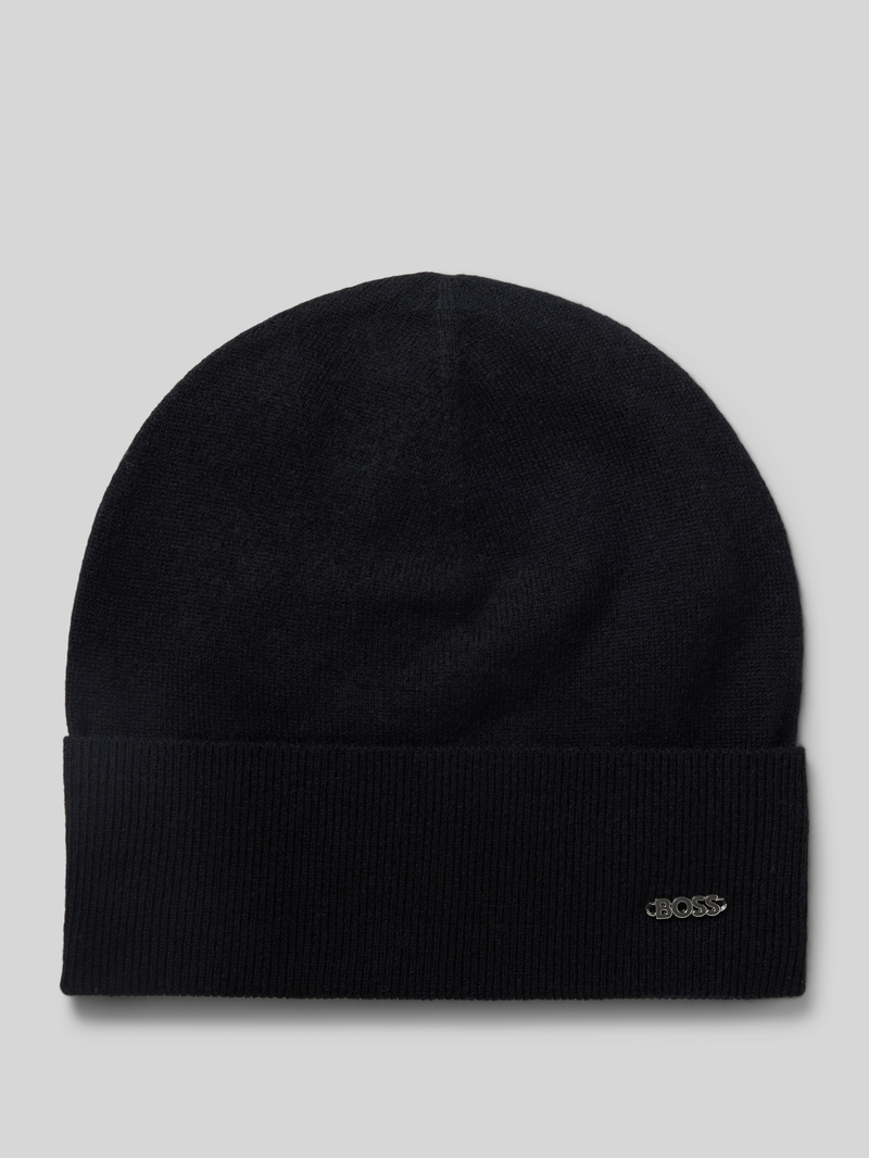 Boss Beanie met labelapplicatie, model 'Lari'