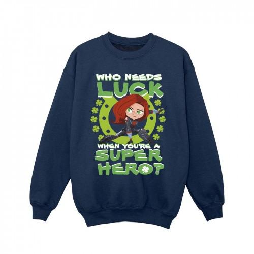 Marvel Girls St Patrick's Day Black Widow Luck Sweatshirt