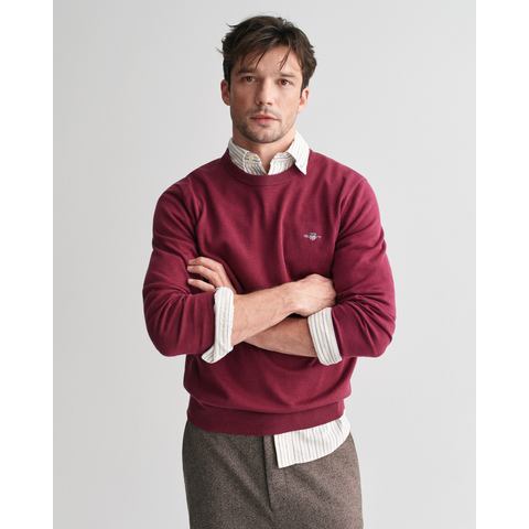 Gant Trui met ronde hals CLASSIC COTTON C-NECK Premium breipullover van zachte 100% katoen, overgangspullover