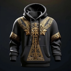 Light in the box viking heren 3d print hoodie sport outdoor vakantie vakantie hoodies blauw groen lange mouw capuchon print voorzak lente herfst designer hoodie sweatshirt