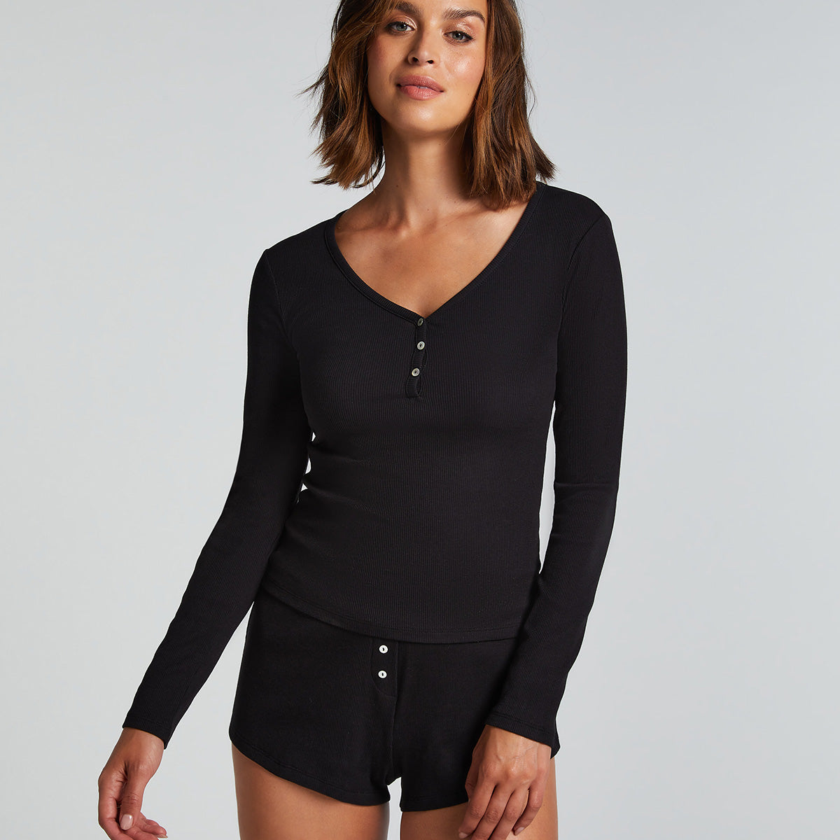 Hunkemöller Short Rib pyjama's, zwart