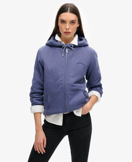 Superdry Vrouwen Hoodie met Rits en Borgvoering Blauw