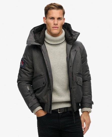 Superdry Mannen Gewatteerd City Bomberjack van Tweed Donkergrijs