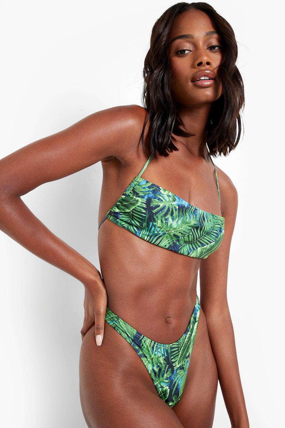 Boohoo Gerecycled Tropicana Hipster Bikini Broekje, Green