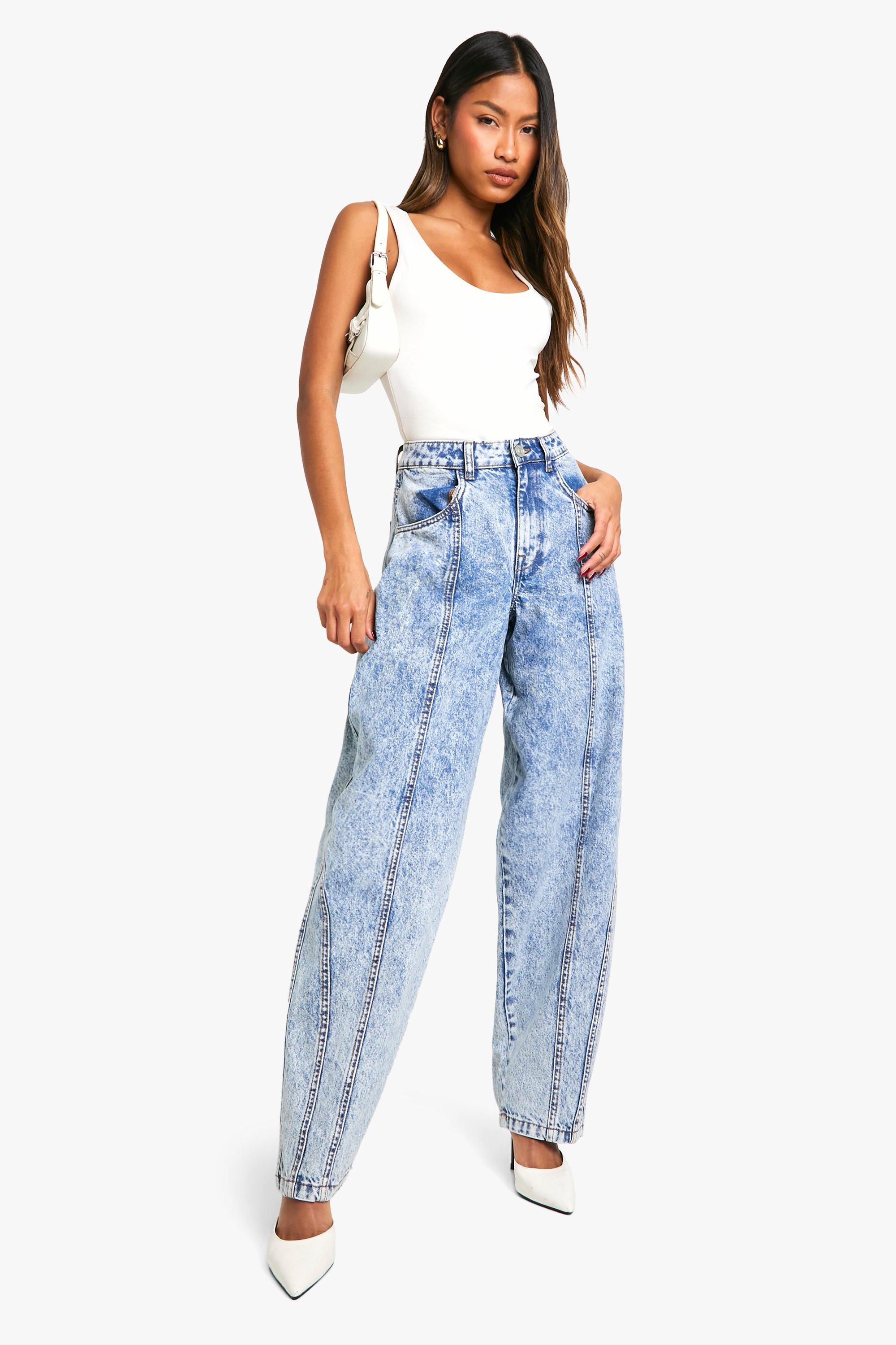 Boohoo Baggy Boyfriend Jeans Met Naaddetail, Mid Blue