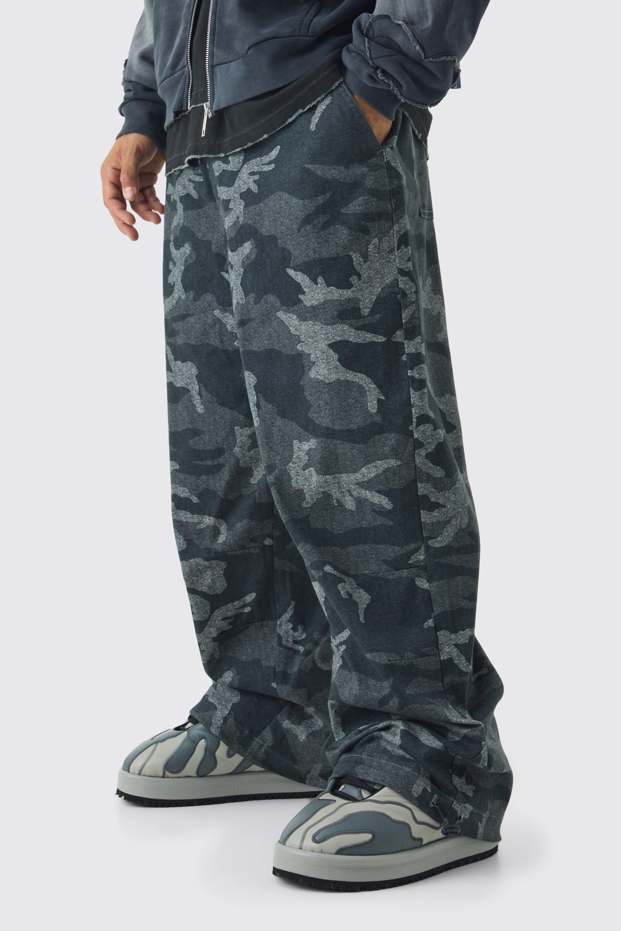 Boohoo Camo Parachute Broek Met Elastische Taille, Black