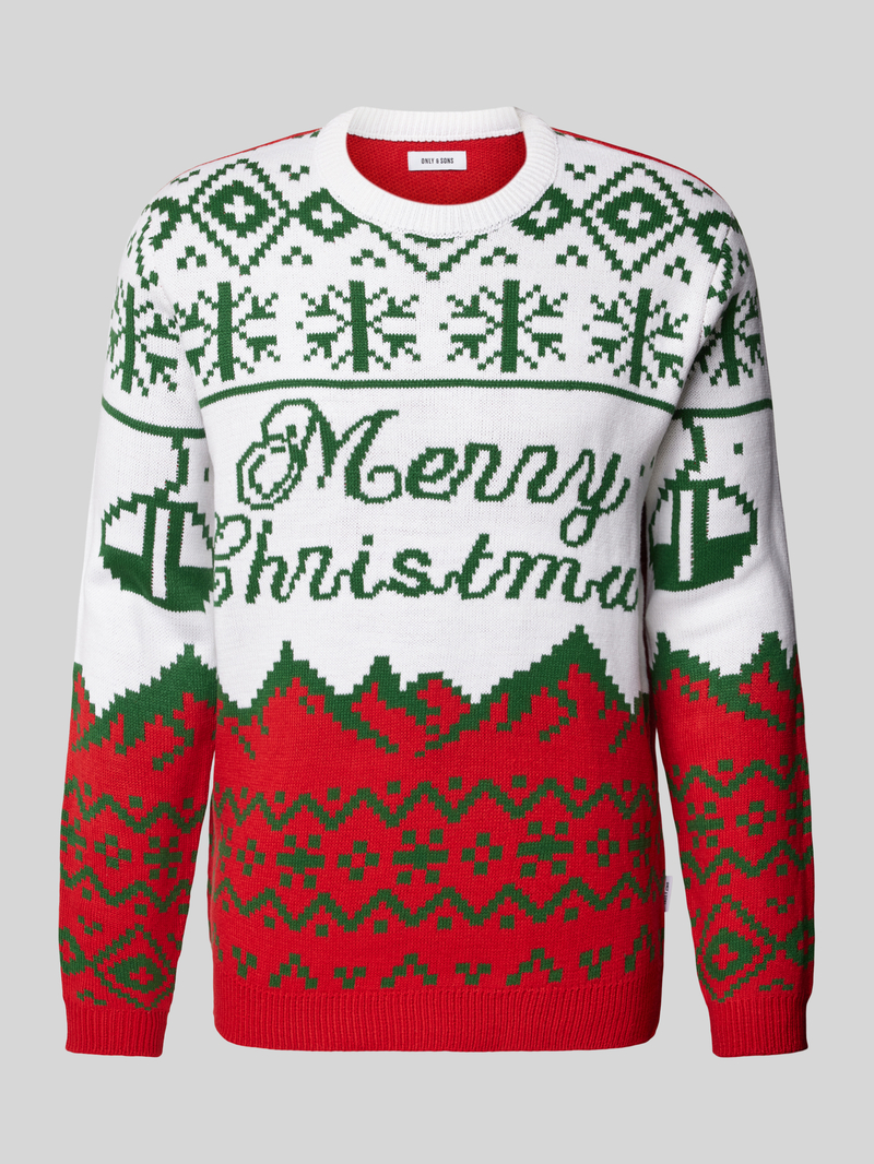 Only & Sons Gebreide pullover met motief- en statementstitching, model 'XMAS'