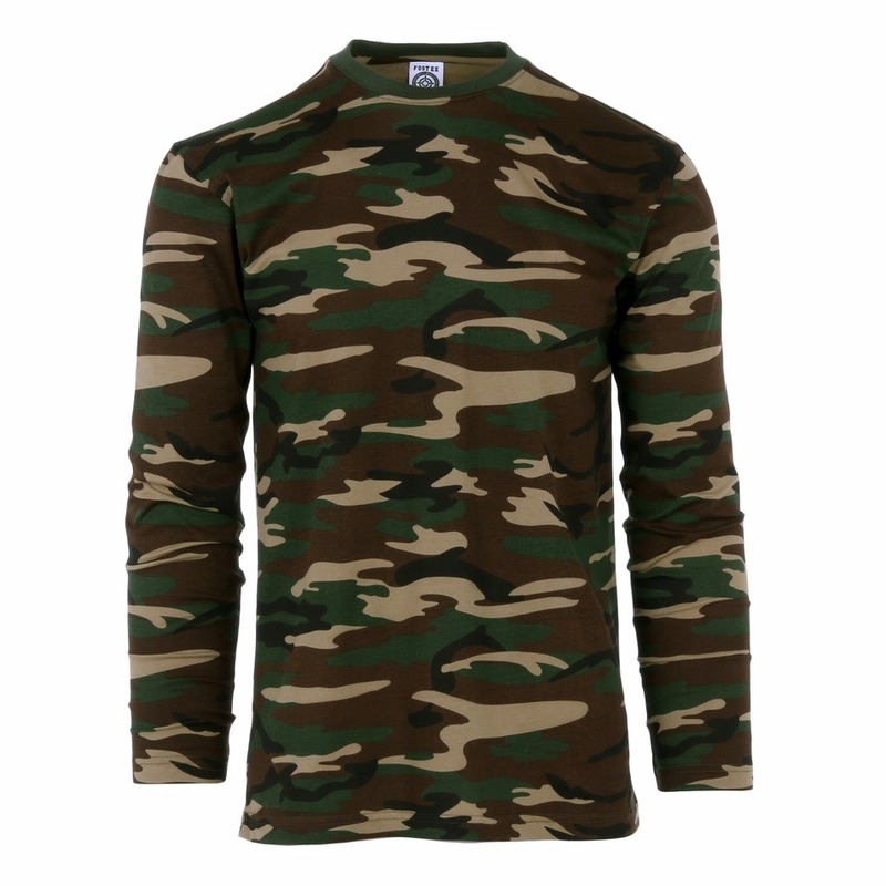 Merkloos Camouflage t-shirt - volwassenen - lange mouwen - leger print shirt (48) -